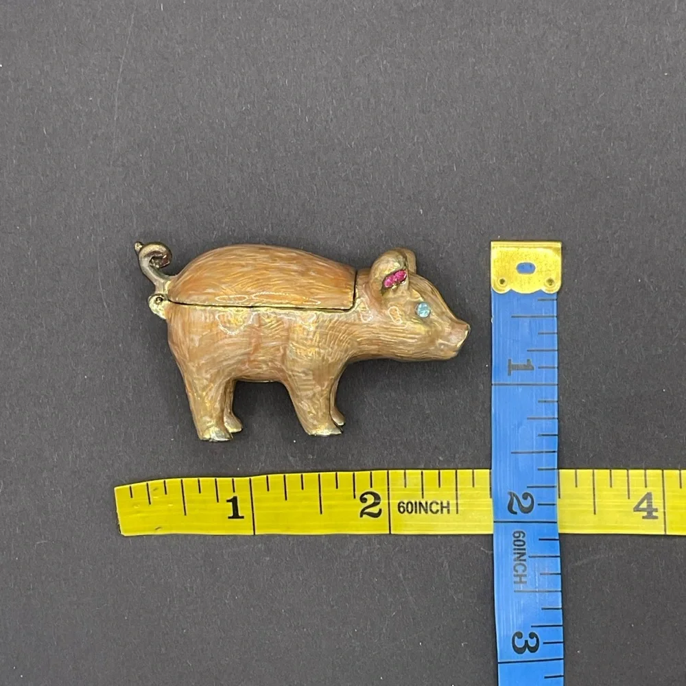 VINTAGE MONET ENAMELED PIG TRINKET‎ BOX